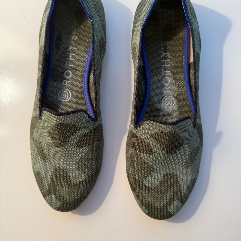 Rothy's Olive Green Camouflage Slip-On Flats